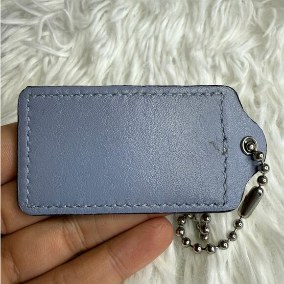 2.5" COACH Tan Blue Fob Bag Charm Hang tag Hangtag - Picture 2 of 2